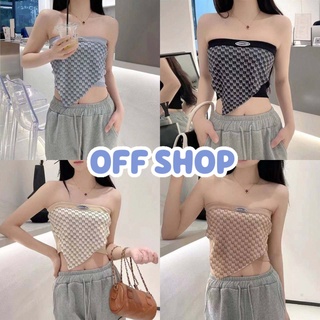 OFF SHOP พร้อมส่ง (OFF-6098) เสื้อเกาะแกไหมพรม ลายBWทุกเท่ กำลังมากแรง