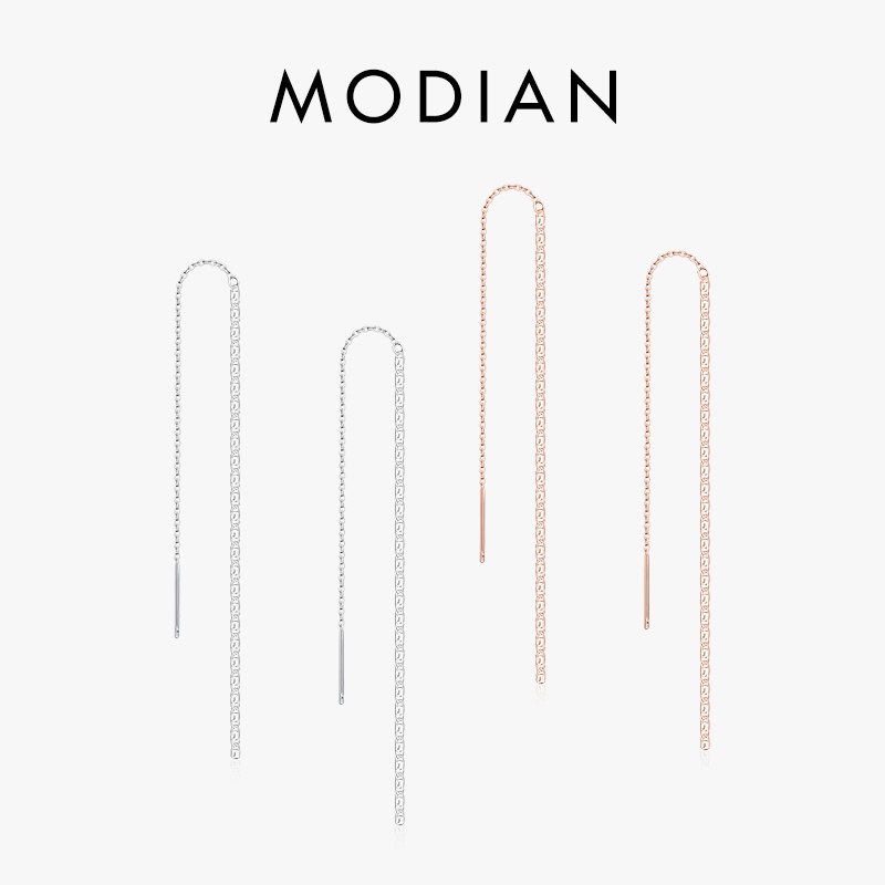 Modian ต่างหูโซ่ยาว เงินแท้ 925 ห้อยพู่ยาว สไตล์คลาสสิก เรียบง่าย เครื่องประดับ สําหรับผู้หญิง งานแต่งงาน