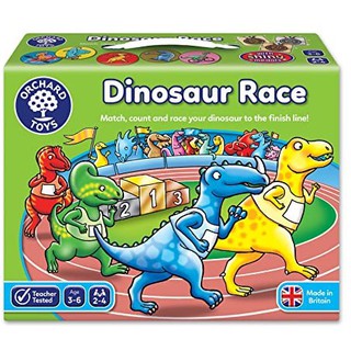 ORCHARD TOYS, Dinosaur Race Game บอร์ดเกมส์เด็ก ฝึกทักษะการจับคู่ นับเลข ลิขสิทธิ์แท้ นำเข้าจากอังกฤษ ของเล่น 3-6 ปี