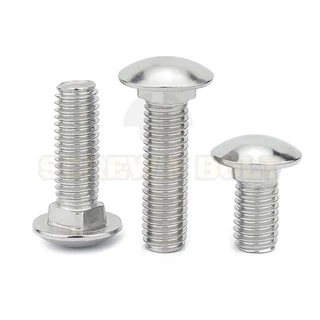 สกรู น็อต หัวกลม คอเหลี่ยม สแตนเลส 304 เกลียวมิล หยาบ M4 M5 M6 / Cup Head Square Neck Bolt, SUS304