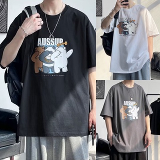 พร้อมส่ง M-5XL🔥เสื้อยืดลายการ์ตูนสุดฮอต oversized คอกลม ครึ่งแขน ทรงหลวม แฟชั่นฤดูร้อน เสื้อเกาหลีชาย สวมใส่สบาย