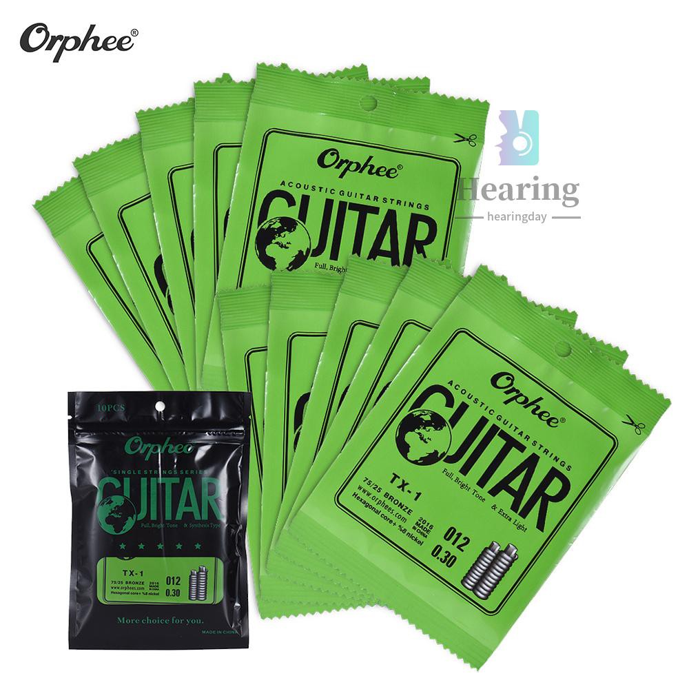 Orphee TX-3 Single String Replacement for Acoustic Folk Guitar 3rd G-String (.023) 10-Pack High-carbon Steel Core 75/25 Phosphor Bronze Extra Light Tension  -Musical