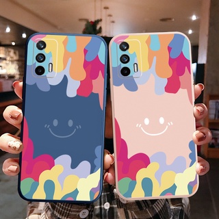 เคสโทรศัพท์ ซิลิโคนนิ่ม ขอบตรง ลายหน้ายิ้ม สีรุ้ง สําหรับ OPPO A16 A94 A53 A15 A15S A12 A7 A5S A52 A72 A92 A74 A54