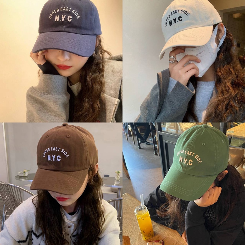 [พร้อมส่ง] หมวก Cap หมวกแก๊ปสำหรับผู้ใหญ่ รอบหัว: 56-60 cm. ผ้า COTTON สีพื้น ปักอักษร N.Y.C หมวกแฟชั่น