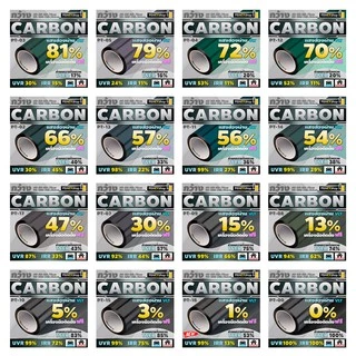 ฟิล์มกรองแสง ฟิล์มทึบแสง ฟิล์มคาร์บอน PT-00 Carbon Window Film ฟิล์มติดกระจก (ราคาต่อเมตร)