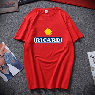 เสื้อยืดแฟชั่น - ผู้ชายTshirtกับสีที่เรียบง่ายตลกฝรั่งเศสRicardพิมพ์2022ผ้าฝ้ายสีทึบ100%ผ้าฝ้ายกิลแ