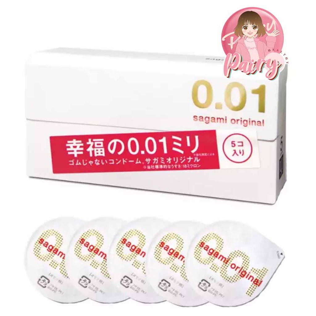 Sagami Original 0.01 ถุงยาง อนามัยญี่ปุ่น บางพิเศษ (5 ชิ้น/กล่อง)