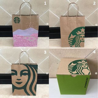 ถุงกระดาษ กล่อง แบรนด์ Starbucks ของแท้ ลาย limited edition sakura และลายของแบรนด์ starbuck สภาพสวย เหมือนใหม่