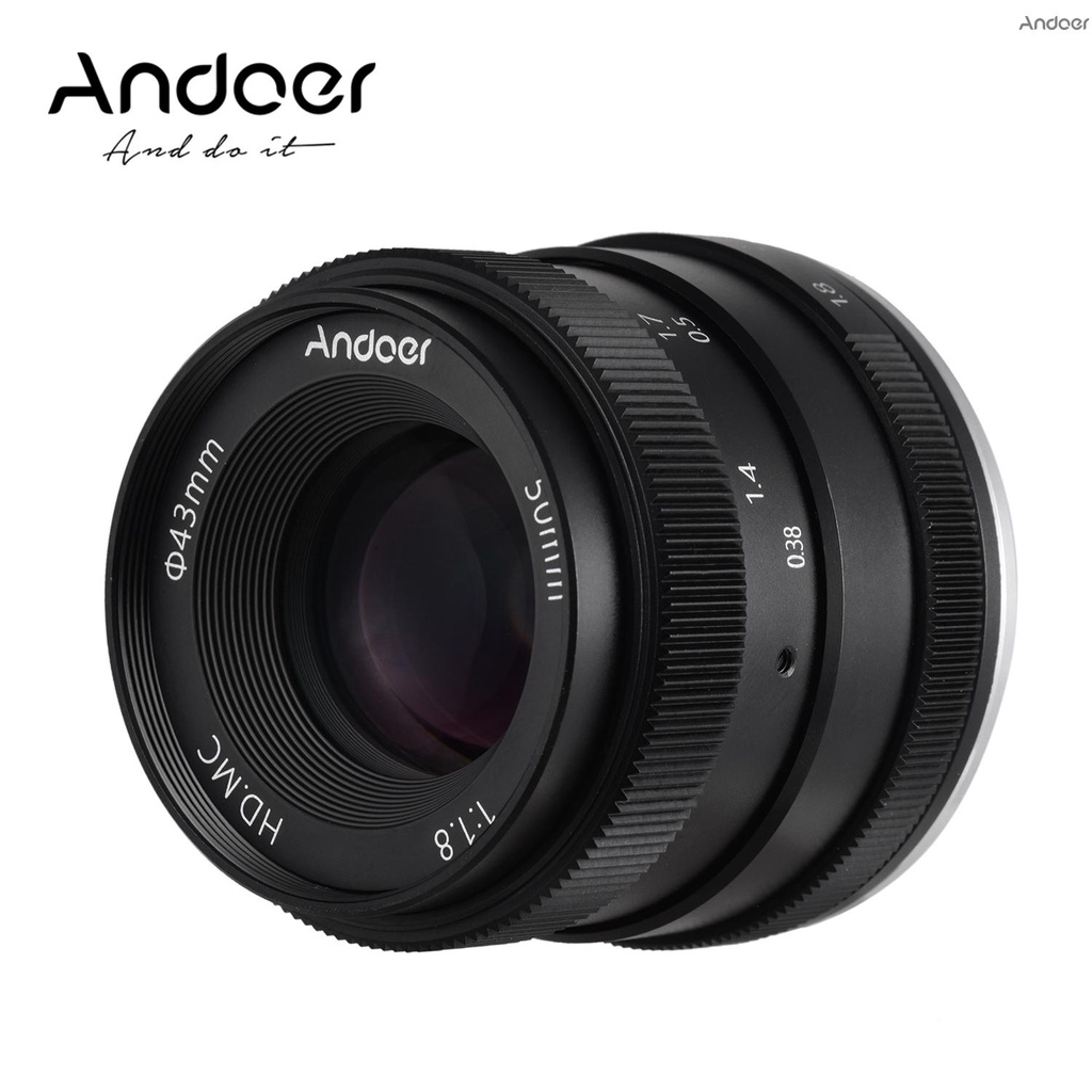 [ADTH] Andoer เลนส์กล้องดิจิทัล 50 มม. F1.8 รูรับแสงขนาดใหญ่ กรอบ APS-C เคลือบฟิล์มหลายชั้น เลนส์กล้องมิเรอร์เลส เข้ากันได้กับ Fujifilm Fuji X-A1 X-A2 X-A5 X-A20 X-E1 X