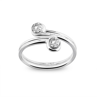 925 Sterling Silver Double Crystal Toe Ring แหวนนิ้วเท้าคริสตัลเงินแท้ 925