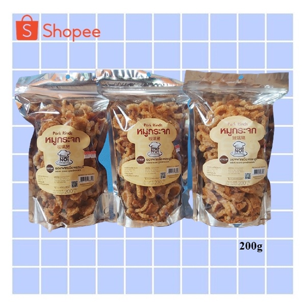 หมูกระจก เกรดAA ตราน้อยหมูสวรรค์ ทำจากหนังหมูคุณภาพดี เกรดพรีเมี่ยม สินค้าโอทอป จ.สระบุรี มีอย. 200g
