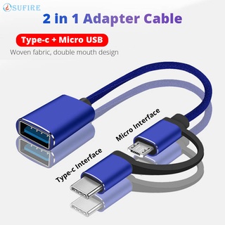 2 In 1 อะแดปเตอร์แปลง USB 3.0 OTG Type-C Micro เป็น USB 3.0 อินเตอร์เฟซไนล่อนถัก OTG สายเคเบิล ตัวแปลงเชื่อมต่อ ถ่ายโอนเร็ว สําหรับโทรศัพท์มือถือ แท็บเล็ต ดิสก์ U การ์ดรีดเดอร์