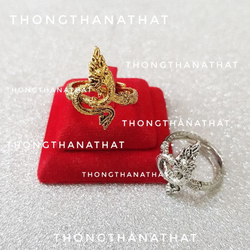 แหวนพญานาคทองเหลืองรมดำ **ปรับไซต์ได้** เรียกทรัพย์ ดูดทรัพย์ แหวนพญานาค