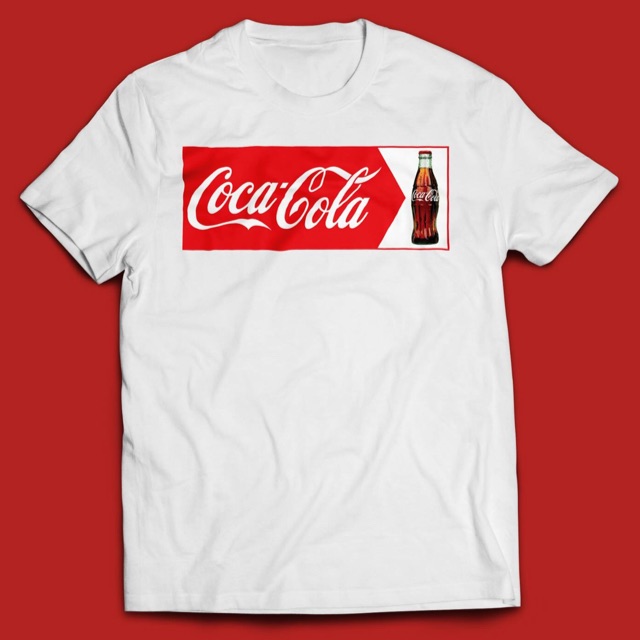 เสื้อยืดลาย coca cola เสื้อยืดขาวพิมพ์ Flex ลาย coca cola