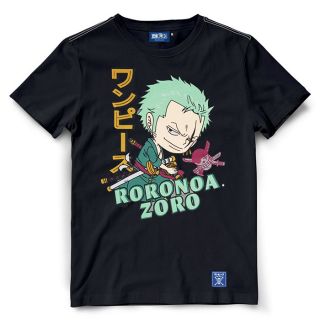 เสื้อยืดอินเทรนด์ผู้ชายอินเทรนด์ผู้หญิงเสื้อยืดวันพีช One Piece-618-BK ZOROS-3XL