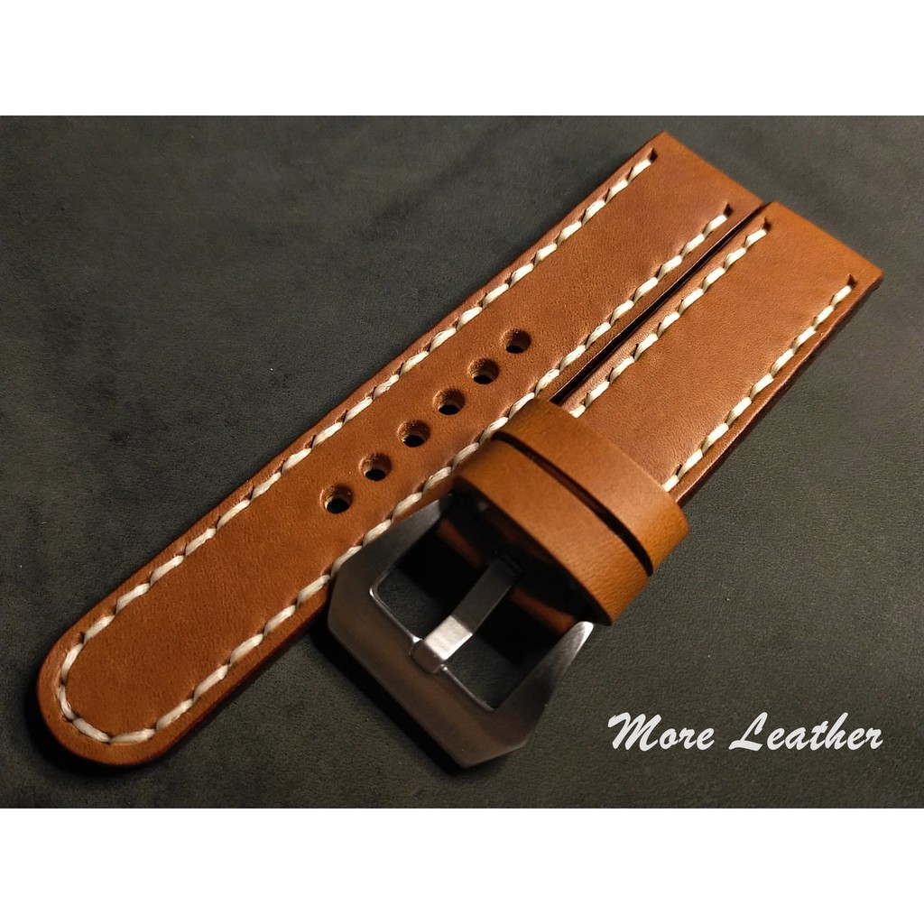 More Leather สายนาฬิกาหนังแท้ 100% สายนาฬิกาแฮนด์เมดสไตล์วินเทจ แถมฟรีสปริง1คู่ มีขนาดตั้งแต่ 16mmขึ้นไป