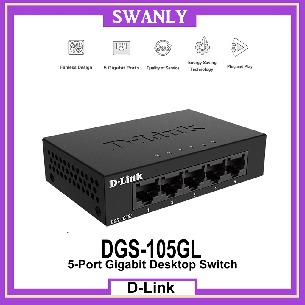 D-Link DGS-105GL สวิตช์เดสก์ท็อป Gigabit 5 พอร์ต