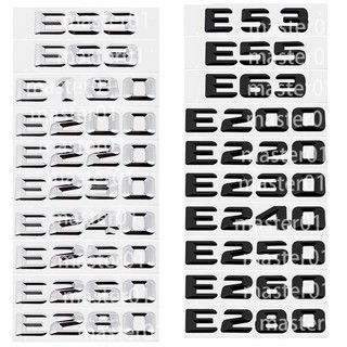 สติกเกอร์ ลายตัวอักษรภาษาอังกฤษ ตัวเลข โลหะ สีเงิน ดำ สำหรับตกแต่ง Mercedes Benz E53 E55 E63 E180 E200 E220 E230 E240 E250 E260 E280