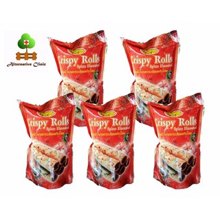 Kaew Crispy Rolls Snack Spices flavoured 100 grams 5 sachets พลอย ทองม้วนรสกระเทียมพริกไทย 100 กรัม 5 ถุง