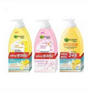 400ml.แพ็คคู่ การ์นิเย่ไลท์คอมพลีทไวท์เทนนิ่งมิลค์โลชั่น 400มล GARNIER LIGHT WHITENING LOTION 400ml