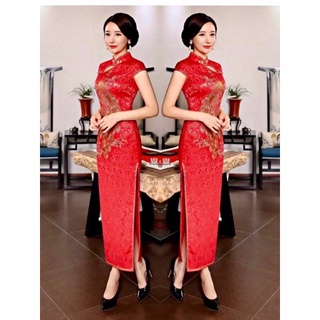 🎉#ซินเจียยู่อี่ ซินนี้ฮวดไช้ #ที่นี่จำหน่ายชุดตรุษจีน Chinese New Year Collection 🎉ชุดกี่เพ้าปักนกยูง ตัวยาว แขนสั้น