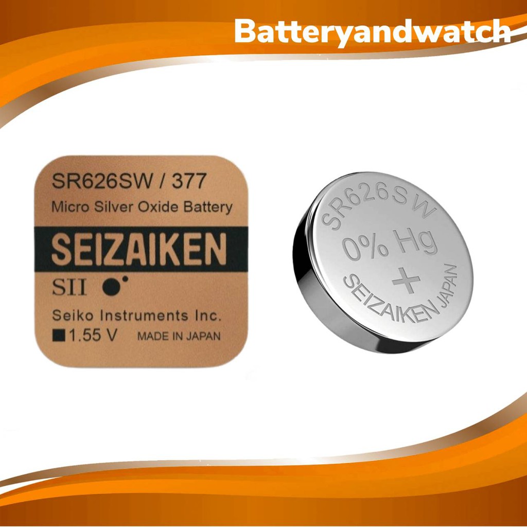 ถ่านกระดุม ถ่านนาฬิกา Seizaiken SR626SW , 626SW, 626 , 377 1.55V *ของเเท้รับประกัน แพ็ค 1 เม็ด