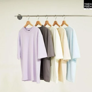 YuenPuen เสื้อยืด Oversize สีลาเวนเดอร์ ยืนพื้น ไม่ยืด ไม่ย้วย เสื้อสีพื้น เสื้อโอเวอร์ไซส์ ผ้านุ่ม