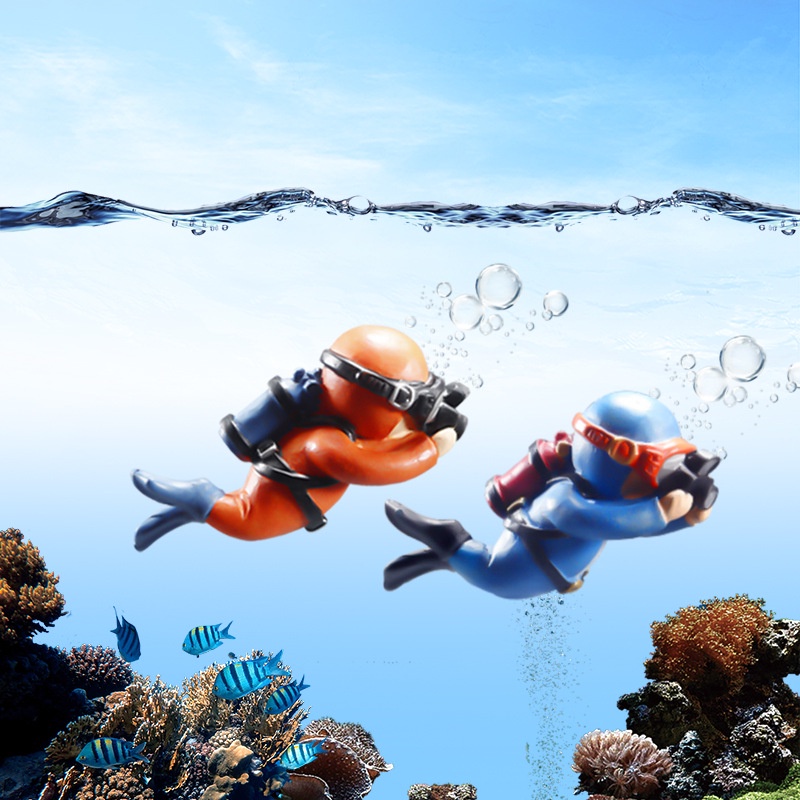 เรซิ่น Frogman Aquarium เครื่องประดับที่น่าสนใจลอยตกแต่งจําลอง Mini Diver ถังปลา Aquarium อุปกรณ์เสริม