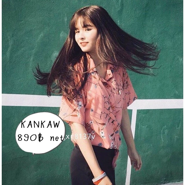เสื้อเชิ้ตฮาวายแขนสั้น ผ้าชีฟองเกาหลี ลายดอก อก 40 นิ้ว ยาว 25 นิ้ว - รูปที่ 1
