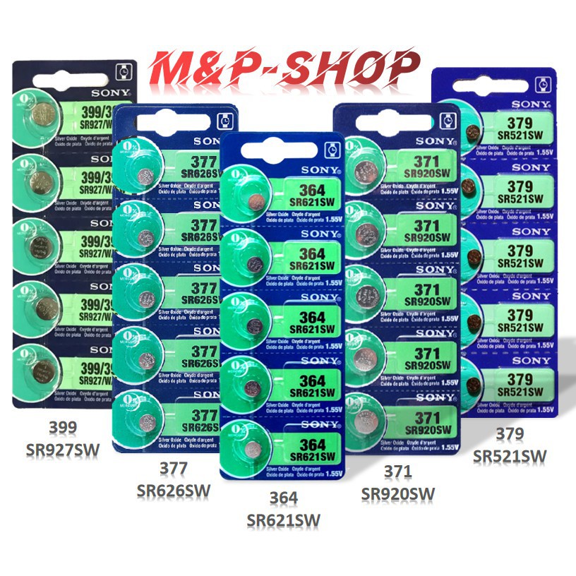 SR521SW SR621SW SR626SW SR920SW SR927S/SW ถ่านกระดุม Sony 1.55V (1 แผง มี 5 ก้อน)