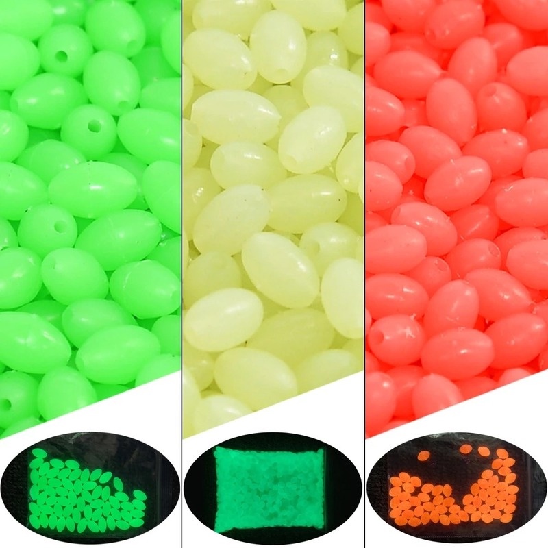 ลูกปัดเรืองแสง สีเขียว สีแดง สีขาว สําหรับตกปลา 100 ชิ้น ต่อแพ็ค