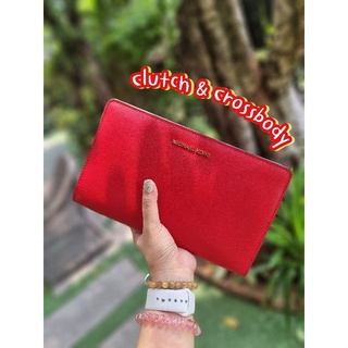 💥ของแท้ 100% พร้อมส่ง💥 Michael Kors Large Crossbody Clutch , Bright Red