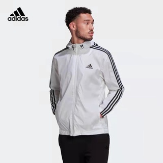 Adidas เคาน์เตอร์ ของแท้ 100% เสื้อแจ็กเก็ตคู่รัก สําหรับผู้หญิง ผู้ชาย เสื้อแจ็กเก็ตธรรมดา พร้อมซิป บอมเบอร์ เสื้อกันลมมีฮู้ด Unisex