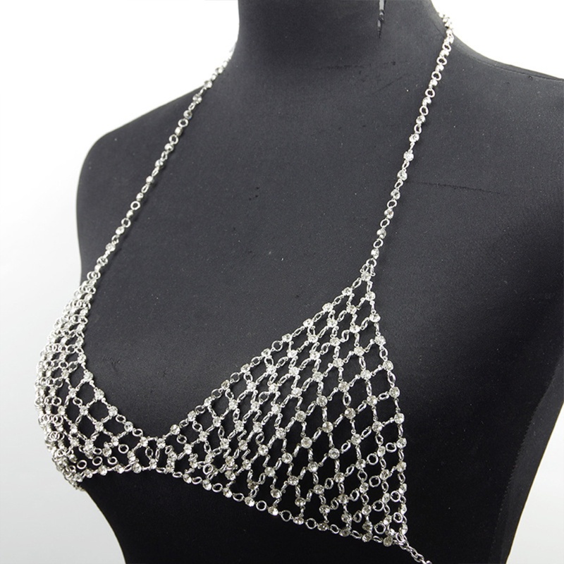 Shwnee วันหยุดพักผ่อนไนท์คลับหน้าอกโซ่ร่างกายบิกินี่เพชรเทียมคริสตัล Bra Chain Top Bra Chain