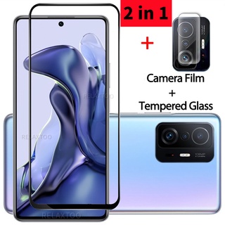2in1 Back Camera Lens Screen Protector + Tempered Glass For xiaomi11t Xiaomi 11T Pro Mi 11T 11 mi11 xiaomi11 Mi 11 Lite NE 5G NE Full Cover Screen Protector Tempered Glass Protective Film