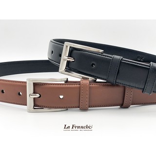 La Franche - Working Belt เข็มขัดหนังวัวแท้ Nappa สีดำหรือน้ำตาล พร้อมหัวเข็มขัดนิกเกิ้ล   #2W0047