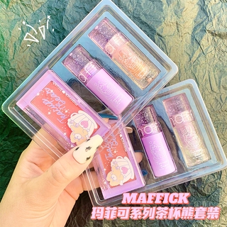 MAFFICK Tea Cup Bear Three-Piece set ลิปกลอสใสชุ่มชื้น Lip Lacquer Blush