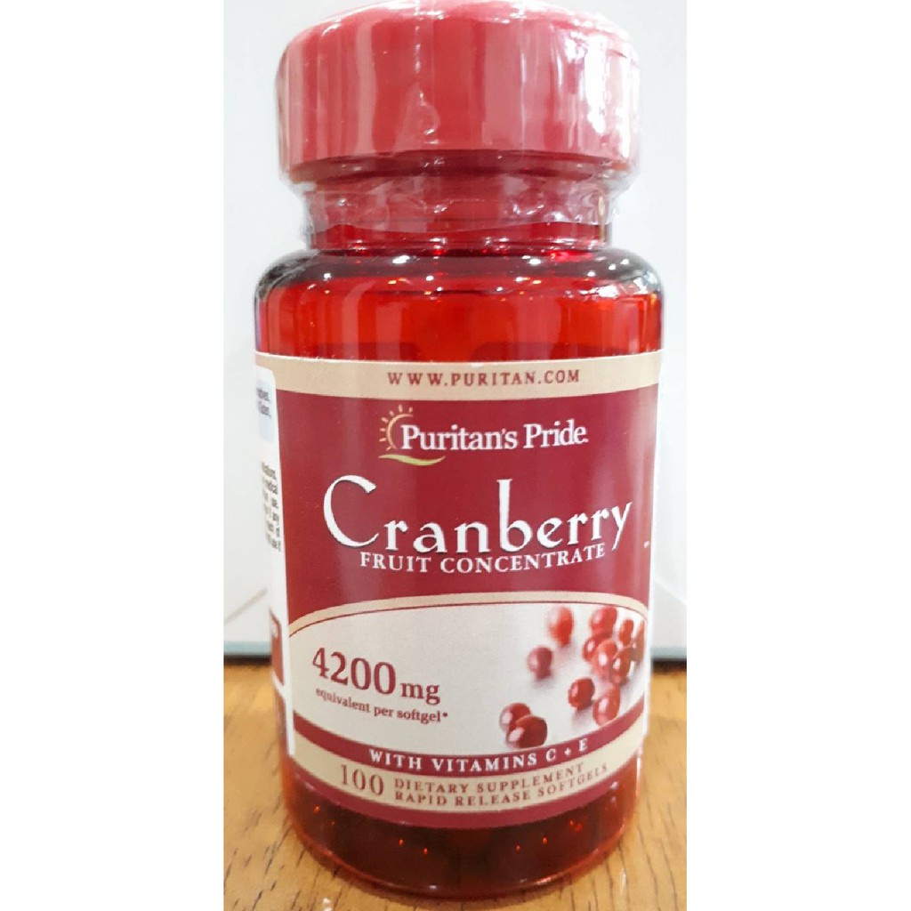 Puritan Cranberry 4200 mg Friut Concentrate with Vitamins C + E 100 softgels แครนเบอร์รี่