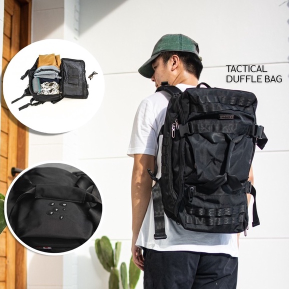 bagsbird รุ่นDXL2_H21 จุ60L กระเป๋าเป้ เปิดกว้าง180ํ Tactical Duffle Bags สะพายได้ 3แบบ เป้, ถือDuffle ต่อสาย สะพายข้าง