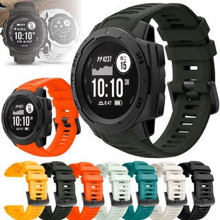 สําหรับ Garmin Instinct 2 / Instinct ยุทธวิธี พลังงานแสงอาทิตย์ น้ํา สายคู่ สายนาฬิกา ซิลิโคน สายรัดข้อมือ หัวเข็มขัดสีดํา