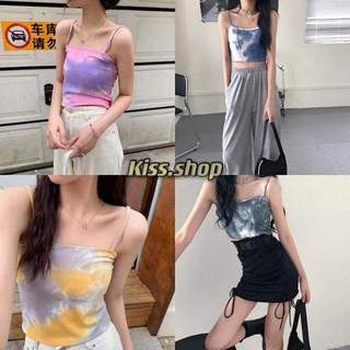 Kiss.shop🌟พร้อมส่ง🌟เสื้อสายเดี่ยวหลากสีสันแฟชั่นผู้หญิง(9588)