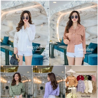 เสื้อเชิ้ตคอปกเเขนยาว​กระเป๋สหน้ามีมากกว่า​ 20​ สี  สาวๆต้องมีติดตู้น้าา✔
