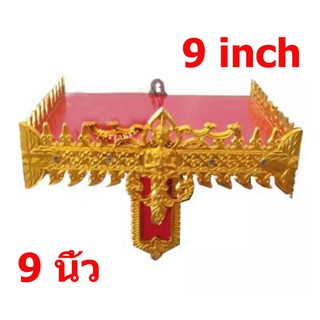 หิ้งพระ ลายไทย เทพพนม ขนาด 9 นิ้ว ขาเดียว หิ้งพระติดผนัง ลายไทย สีแดงทอง พื้นสีแดง ขอบกระไหล่ทอง เกรด A คุณภาพดี ราคาถูก