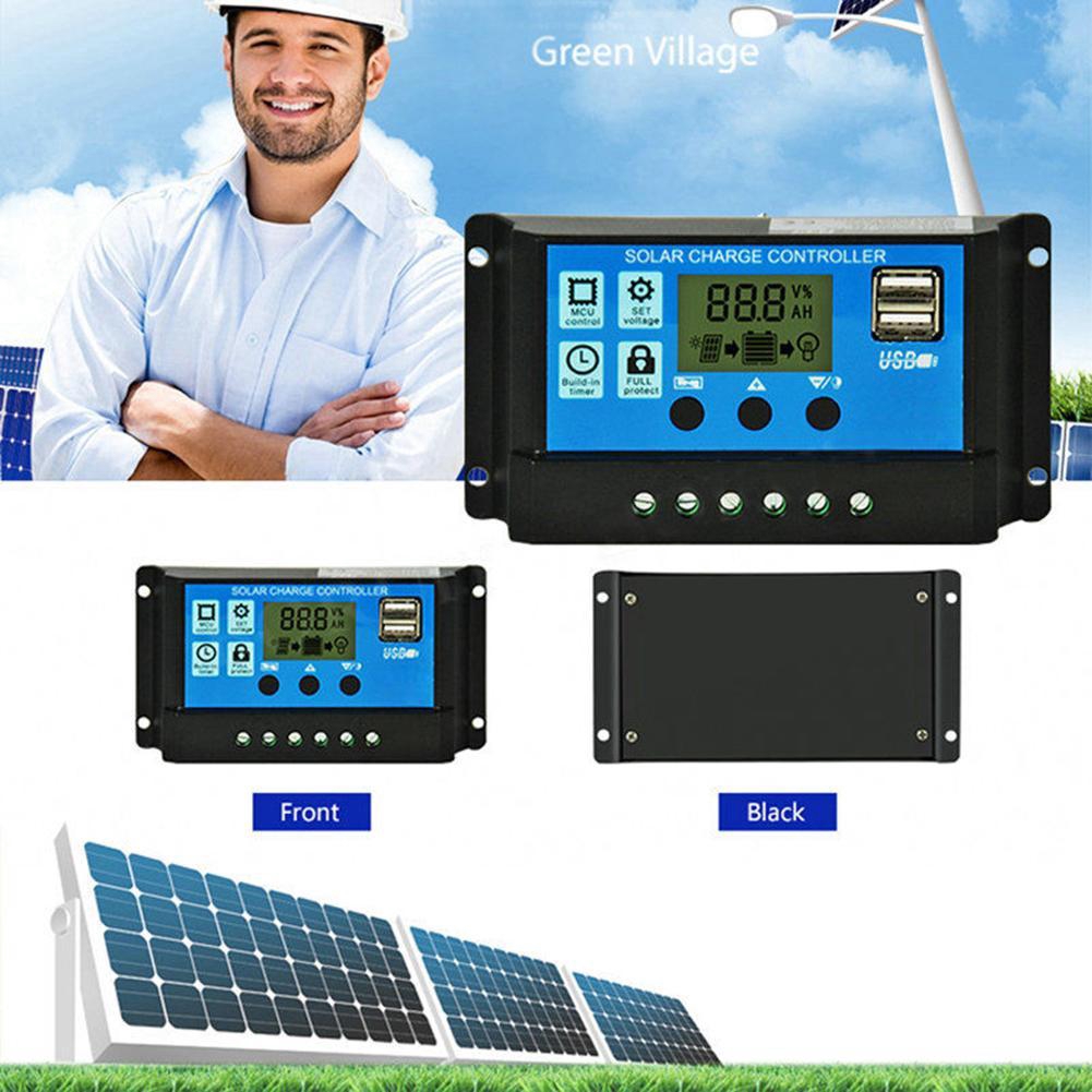 12v / 24v LCD Auto Work Solar Charge Controller PWM Dual USB Output ...