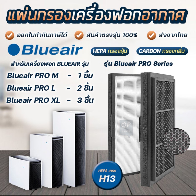 แผ่นกรองอากาศ Blueair PRO SmokeStop Filter สำหรับเครื่องฟอกอากาศ Blueair รุ่น Pro M, L, XL (กรองอากาศ + กรองกลิ่น)