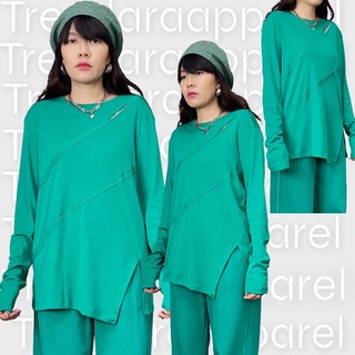 เสื้อยืด korea style ดีเทลเย็บเนื้อผ้าหลายๆชิ้น code:2903เขียว
