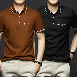 สีดำ สีขาว เสื้อโปโล แขนสั้น คอปก โอเวอร์ไซซ์ สีพื้น แฟชั่นสําหรับผู้ชาย ไซซ์ M-5XLเสื้อผู้ชาย เสื้อคอปกผู้ชาย