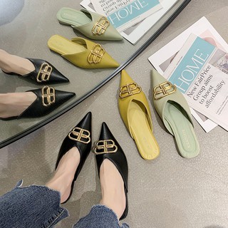 Baotou half drag womens 2020 summer new fashion all-match flat-bottomed slippers รหัสสินค้า S1166