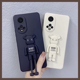 เคสโทรศัพท์มือถือ กันรอยเลนส์กล้อง ลายหมี พร้อมขาตั้ง สําหรับ Huawei Nova9 Nova9 Pro Nova9 SE Nova7i Nova7 Nova7 SE Nova7 Pro Nova5T Nova4 Nova4e Nova3i