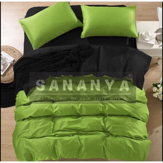 โปร   999   ⭐️SANANYA BEDDING ชุดเครื่องนอนแบบทูโทน สีเขียว - ดำ⭐️